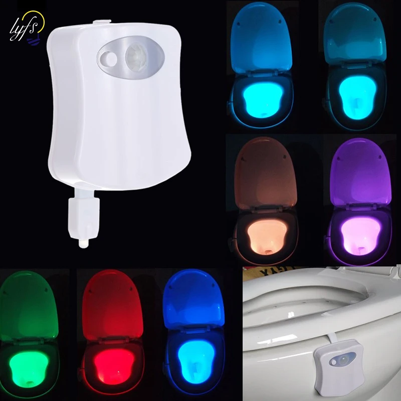 Smart Bathroom Toilet Night Light LED Body Motion Activated On/Off Seat Sensor Lamp 8 Color PIR luces led decoracion lighting