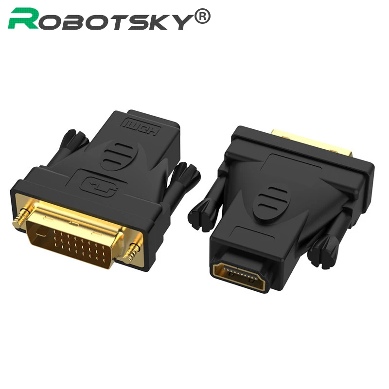 1080P Gold Plated Male to Female HDMI-compatible to DVI Converter DVI 24+1 To HDMI-Compatible Adapter For HDTV Projector Monitor