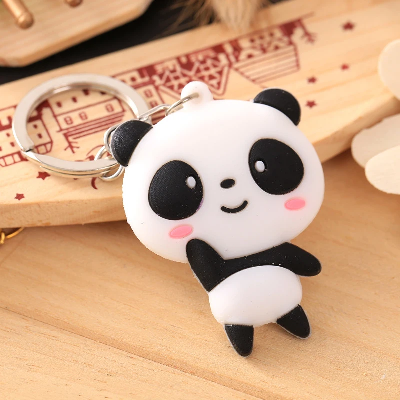 Cute Creative Cartoon Keychain Silicone Jewelry Animal Panda Key Chain Car Girls Bag Keyring Ornaments Accessories Gift