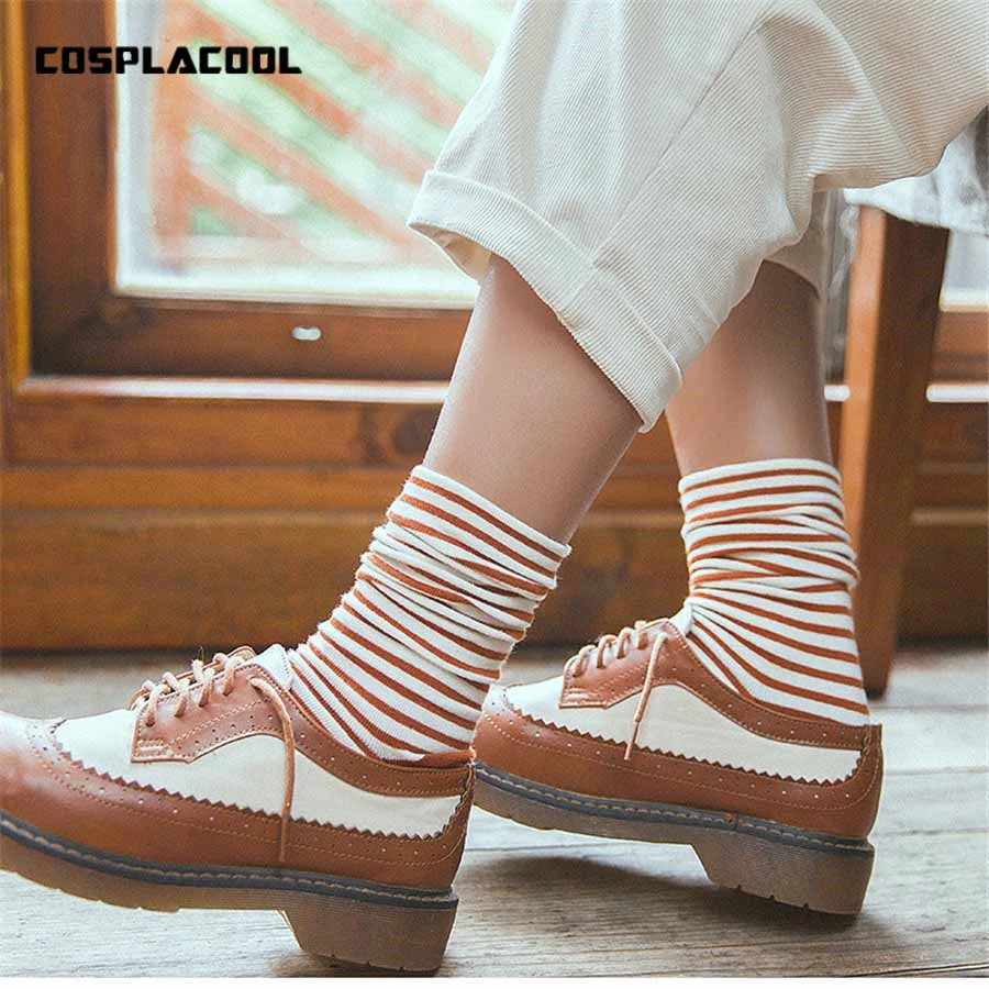 1 Pair Women Socks New Autumn Winter Japanese Fashion Harajuku Colorful Striped Socks Medias Cotton Thick Warm Long Funny Socks