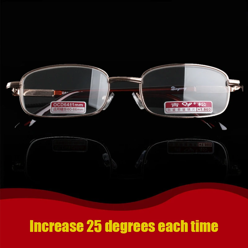 Classic Glass Reading Glasses Men 1.75 Eyeglasses Portable Prescription Glasses 0.5 +175 +225 +275