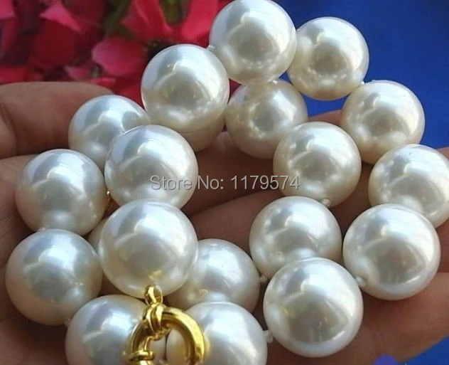 Discount!!Charming!14mm south sea White Shell Pearl Necklace AAA 18