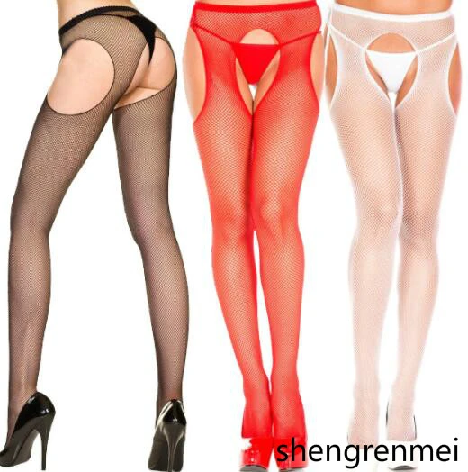 Shengrenmei 2019 Sexy Pantyhose Four Sides Open Crotch Tight Stockings Women Female Black Stocking Erotic Lingerie Dropshipping