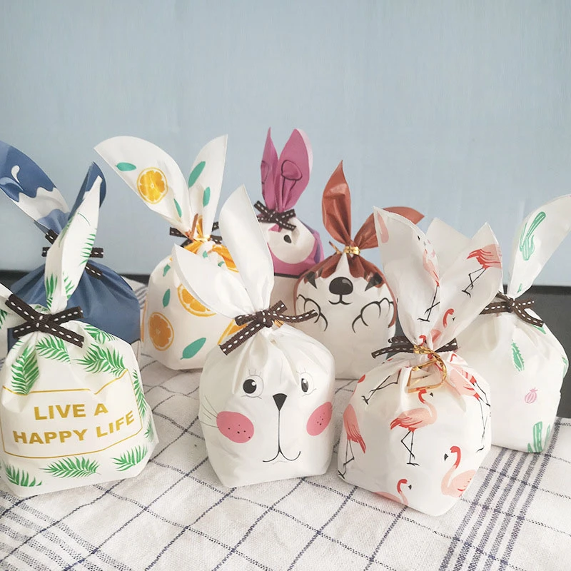 Rabbit Long Ear For Sweets Cute Bunny Wedding Party Goodie Bags Packing Cake Bonbonniere Gift Bag Packaging Candy Cookie Present