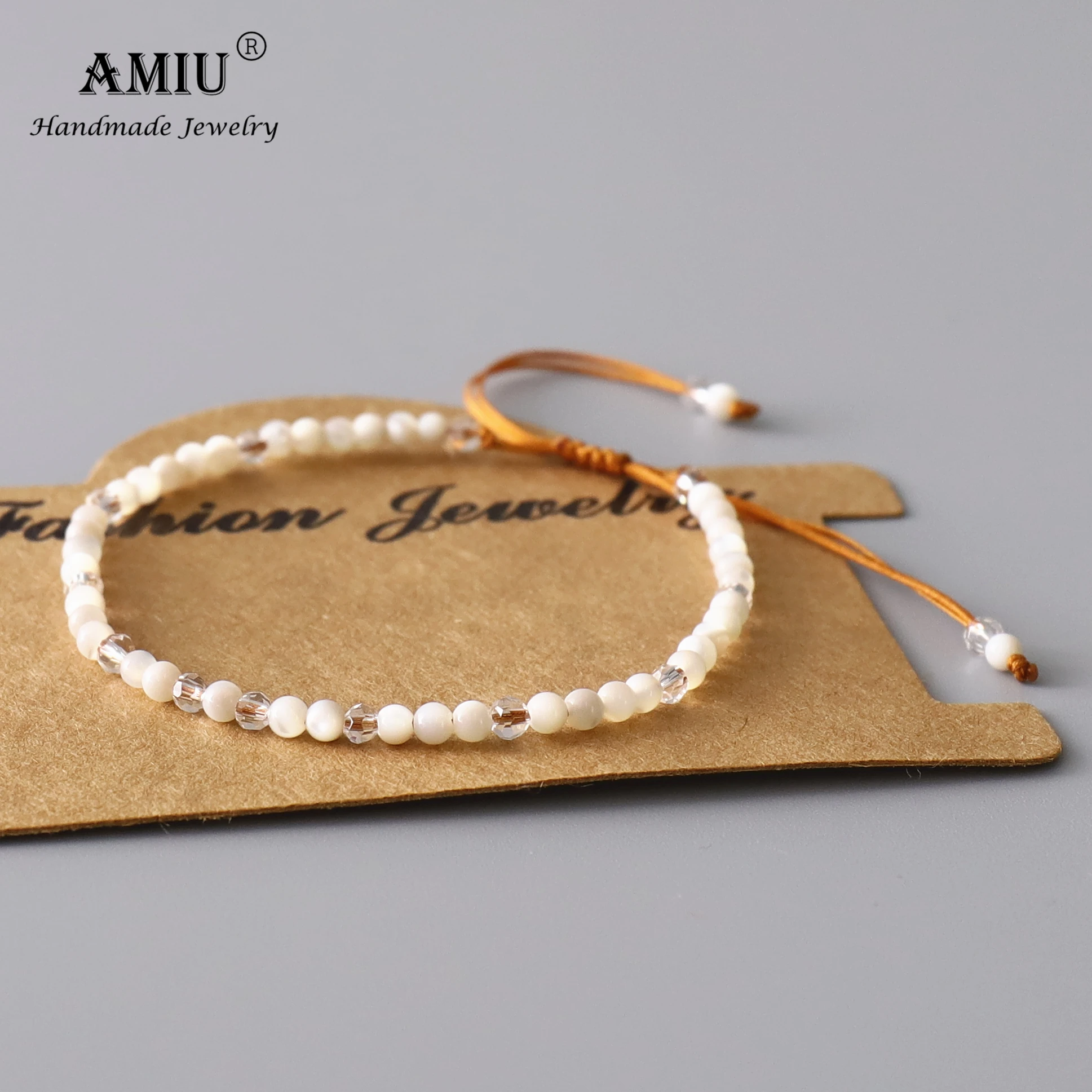AMIU Natura White Mother Of Pearl Bracelet Beads Adjustable Bracelet Natural Crystal Bohemia Bring Lucky As Gift Bracelets