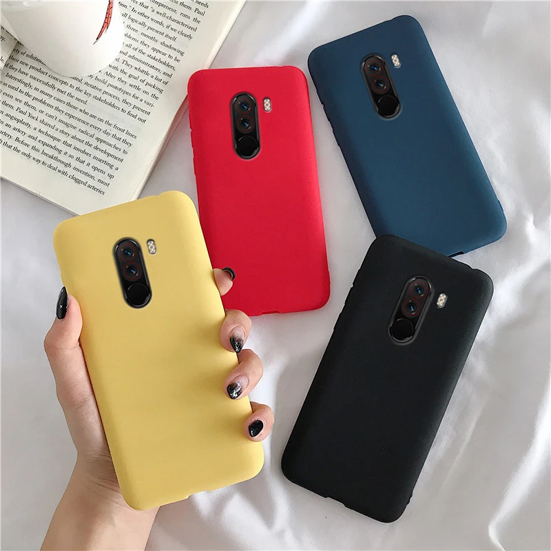 matte silicone case on for xiaomi mi pocophone f1 candy color soft tpu back cover fundas coque cases for xiaomi poco F1 poko