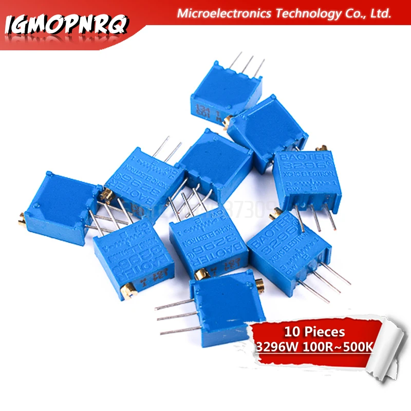 10pcs 3296W series resistanceohm Trimpot Trimmer Potentiometer 1K 2K 5K 10K 20K 50K 100K 200K 500K 1M 100R 200R 500R 3296W 103