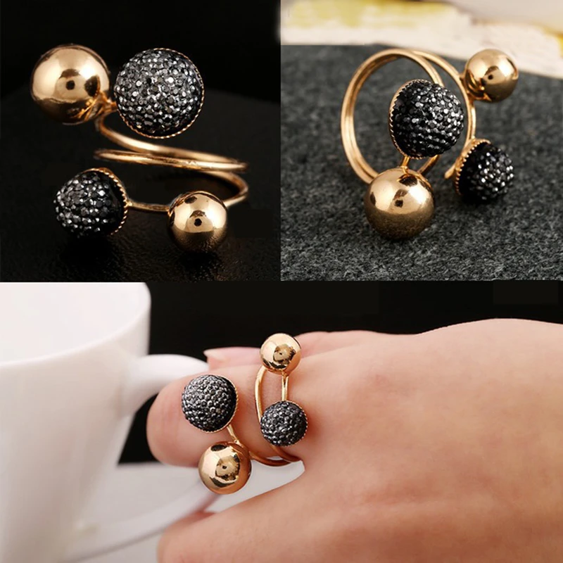 Ball Resin Little Golden Beans Ring Simple Jewelry Personality Punk Ring SIZE 18mm Retail&Wholesale For Women Free Shipping