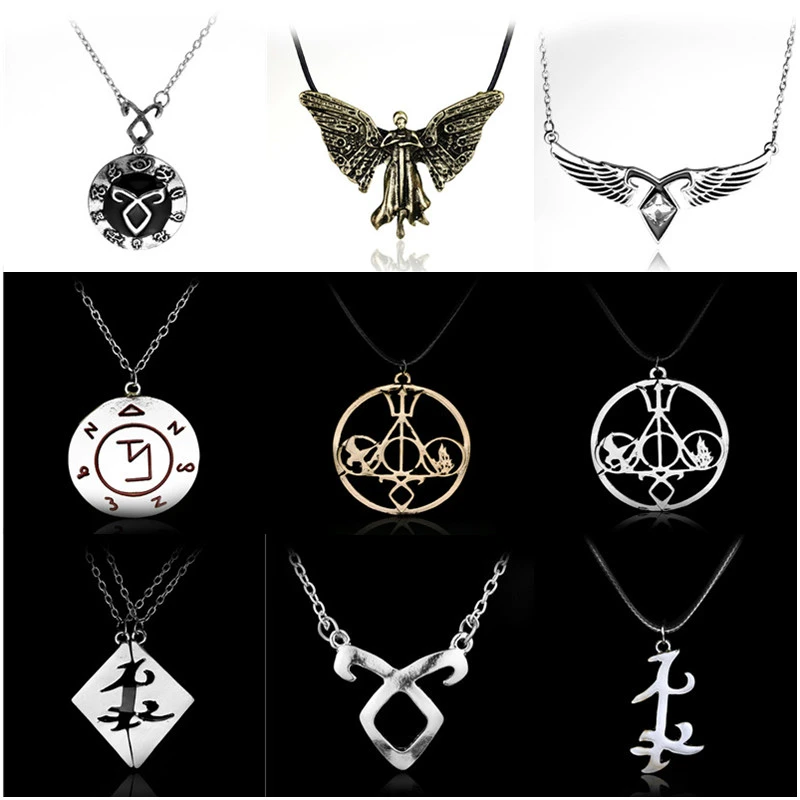 The Mortal Instruments City of Bones necklace vintage Angelic Power Runes Shadowhunters pendant men and women Gift -30