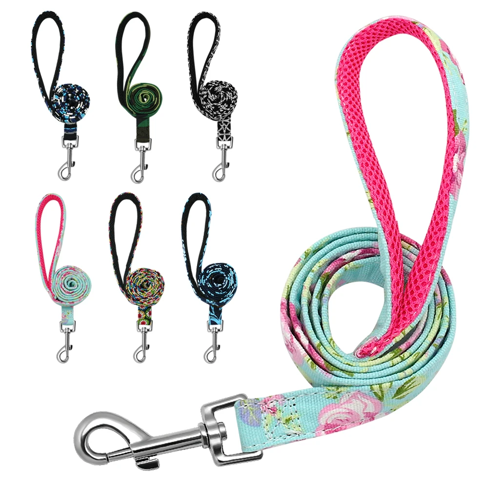 Pet Dog Leash Nylon Print Dog Leashes Rope Small Medium Lead for Dogs Cat Puppy 120cm Soft Breathable Chihuahua Walking Leads