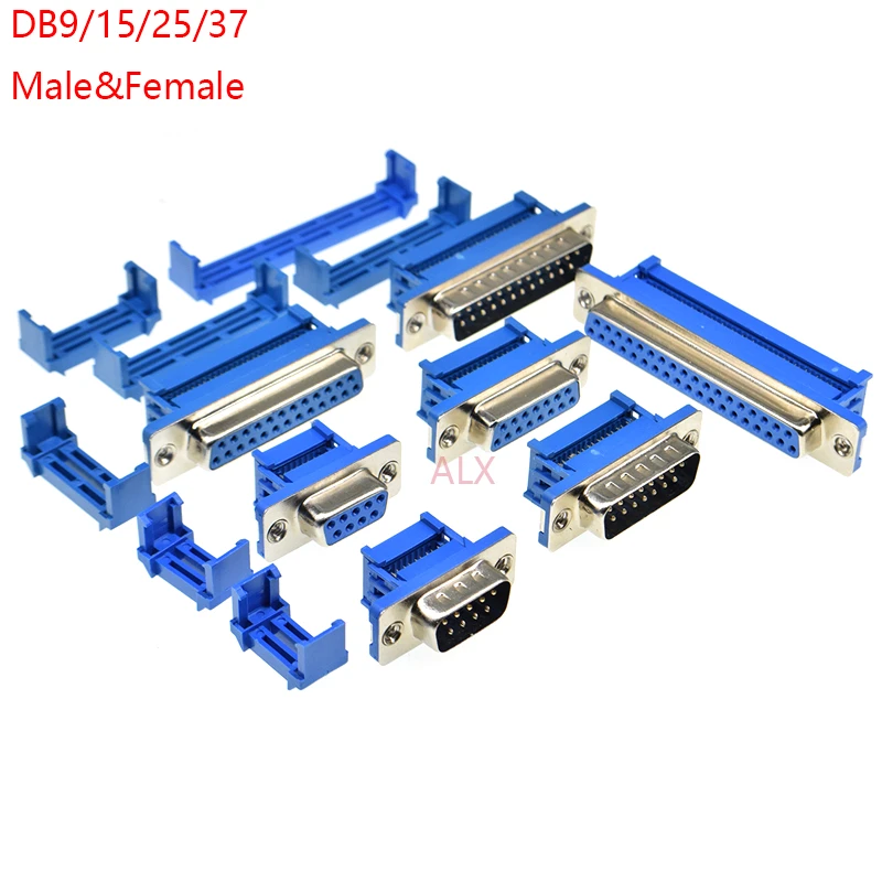 5PCS DB9 DB15 DB25 DB37 DIDC9/DIDC15/DIDC25/DIDC37 male female plug serial port connector idc crimp type D-SUB rs232 adapter