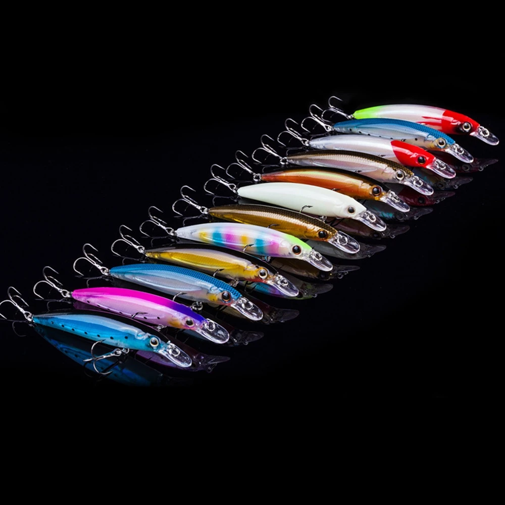 QXO 10pcs/lot Lure For Fishing  Wobblers Spoon All Goods For Fish Lures Minnow 11cm Artificial Bait Pencil Feeder Luminous