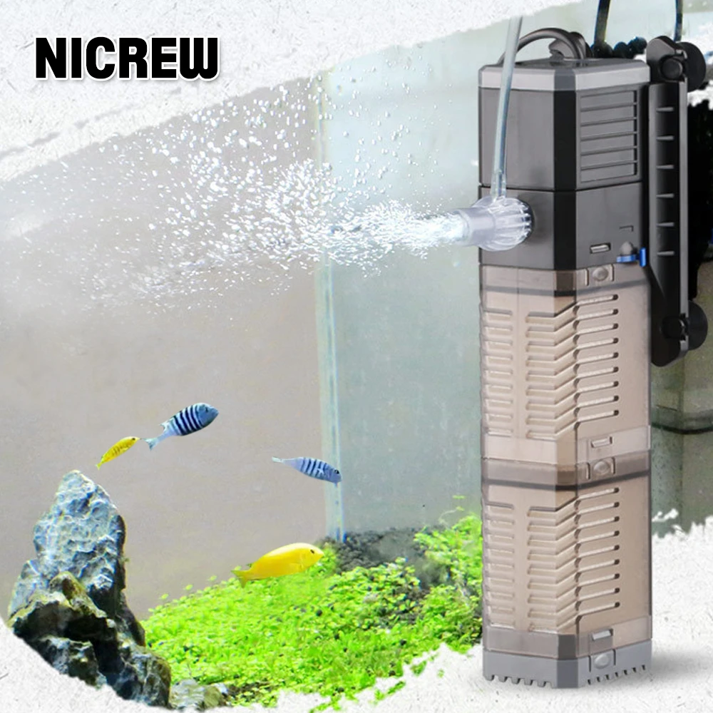 NICREW SUNSUN 4 In 1 submersible filter water pump air pump wave maker water circulation Sponge Filter For Aquarium Fish Tank