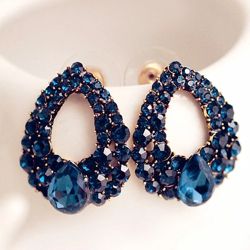2019 Fashion Brincos Perlas New Girls Earing Bijoux Blue Zircon Stud Earrings For Women Wedding Jewelry Earings One Direction