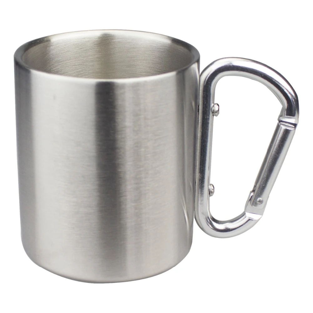 200ml,250ml,300ml Isolating Travel Mug Double Wall Stainless Steel Outdoor Children Cup Carabiner Hook Handle Heat Resistance