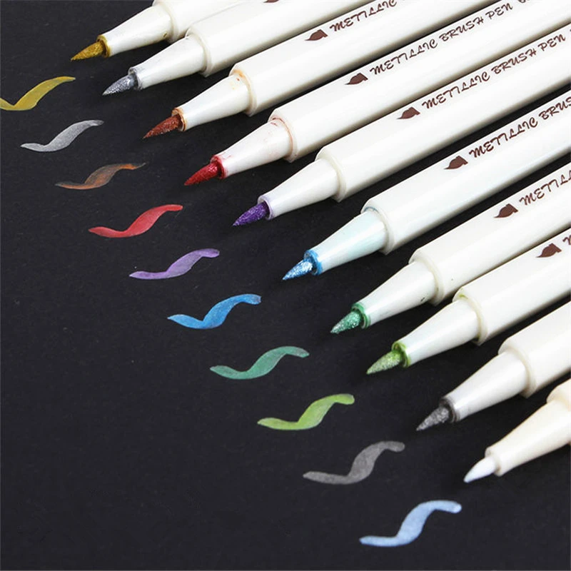 You Sta 10 Colors Metallic Art Brush Marker Pen  Drawing pen For Stationery School Supplies DIY Scrapbooking Crafts