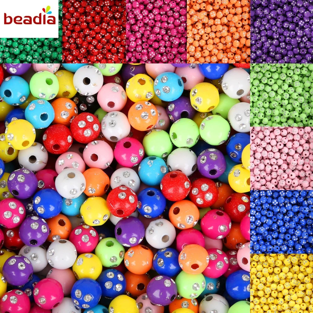 Hot Selling 100 piece/lot 8mm Multi Colors Shiny Acrylic Round Beads For DIY Bracelets & Necklaces Jewelry Makings