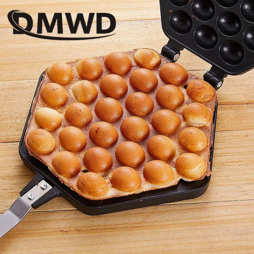 QQ Egg Bubble Cake Baking Pan Mold Eggettes Roller Iron Aluminum Hongkong Waffle Maker Mould Non-stick Coating DIY Muffins Plate