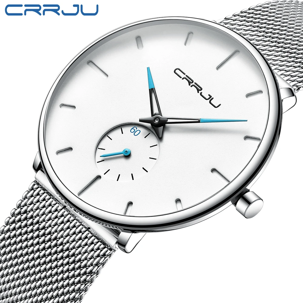 CRRJU Sports Mens slim Watches Top Brand Luxury Waterproof Sport Watch Men Ultra Thin Dial Quartz Watch Casual Relogio Masculino