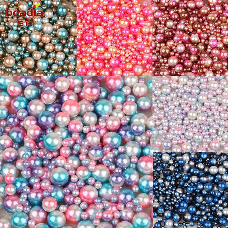 New Fashion 250-1000pcs No Hole ABS Natural Pearl Loose Round Bead 4/6/8/10mm Mixed Size Option Random Five Mix Colors