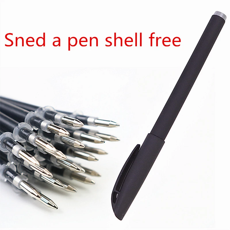 20pcs a bag gel pen refills gift a pen shell 0.5mm black blue red bullet or needle style refills Writing smooth