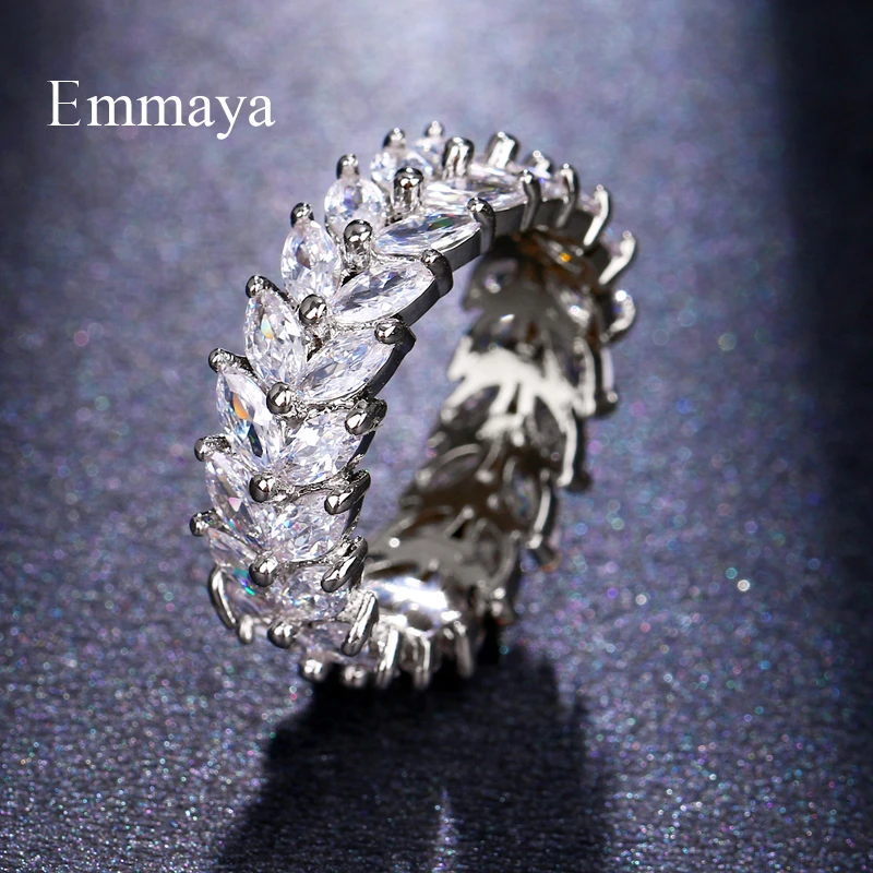 Emmaya New Trendy Crystal Engagement 5 Colors Hot Sale Rings For Women AAA White Zircon Cubic elegant Female Wedding Jewelry