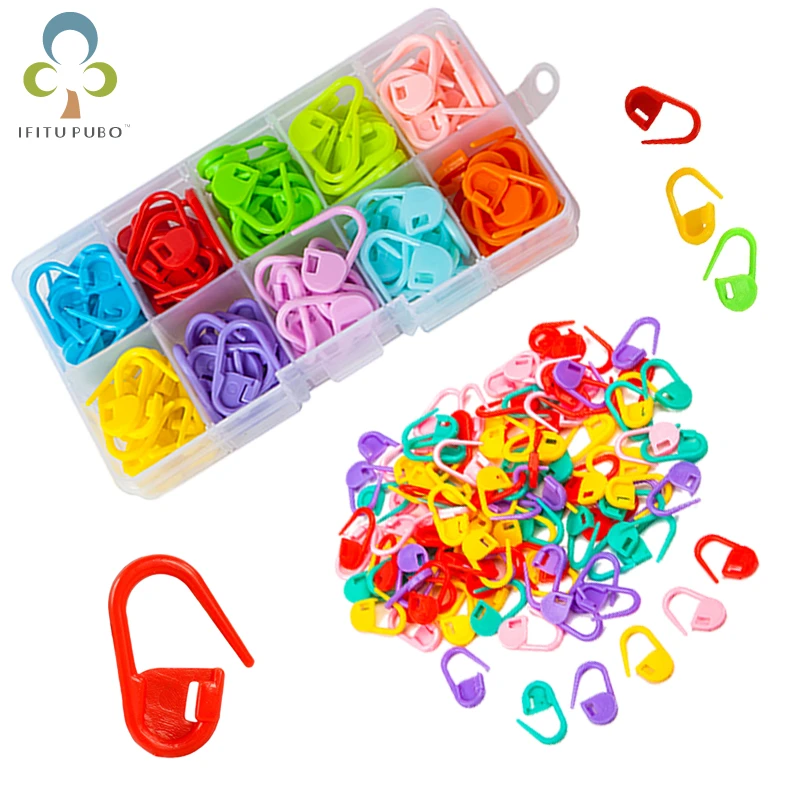 100Pcs Colorful Plastic Knitting Crochet Locking  Markers Crochet Latch Knitting Tools Needle Clip Hook Sewing Tool GYH
