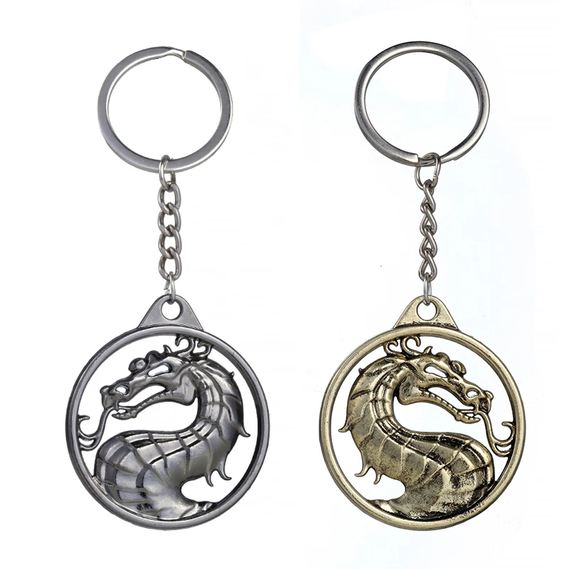 ZRM Fashion Vintage Charm Game Mortal Kombat Keychain Dragon Totem Alloy Key Ring Holder Gift for Men Car Key Accessories