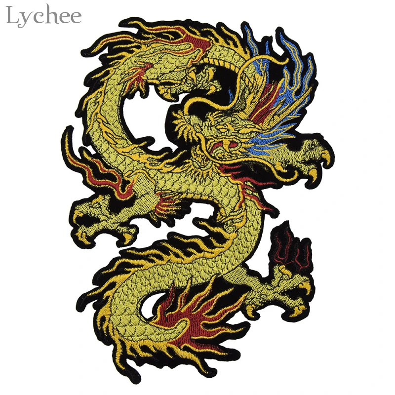 Lychee Life Embroidery Dragon Patches For Clothing Sew On Sticker Patches Sewing Accessories Clothes Jeans Decoration