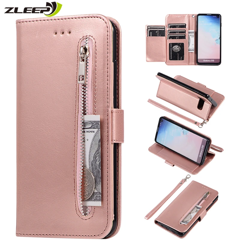 Leather Zipper A52 A72 Case For Samsung Galaxy S21 S20 FE S10 S9 S8 Plus S7 Note 8 9 10 20 Ultra A12 A32 A51 A71 A70 A50 Cover