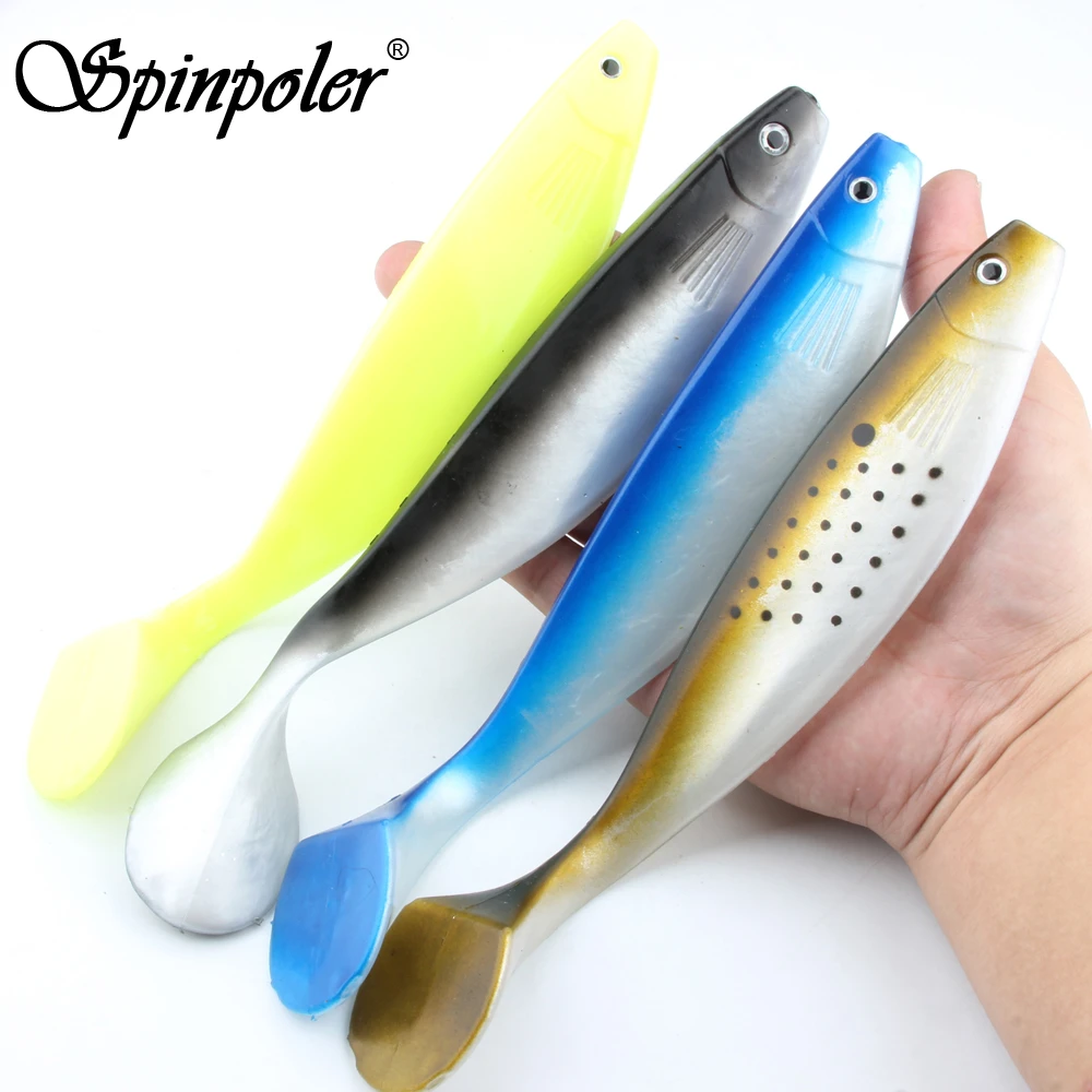 Cheap 1pc 25cm/9.84in 75g Saltwater Pike See Bass Fishing Lure Vivid Paddle Tail Silicone Soft Lure Wholesale Fishing Bait