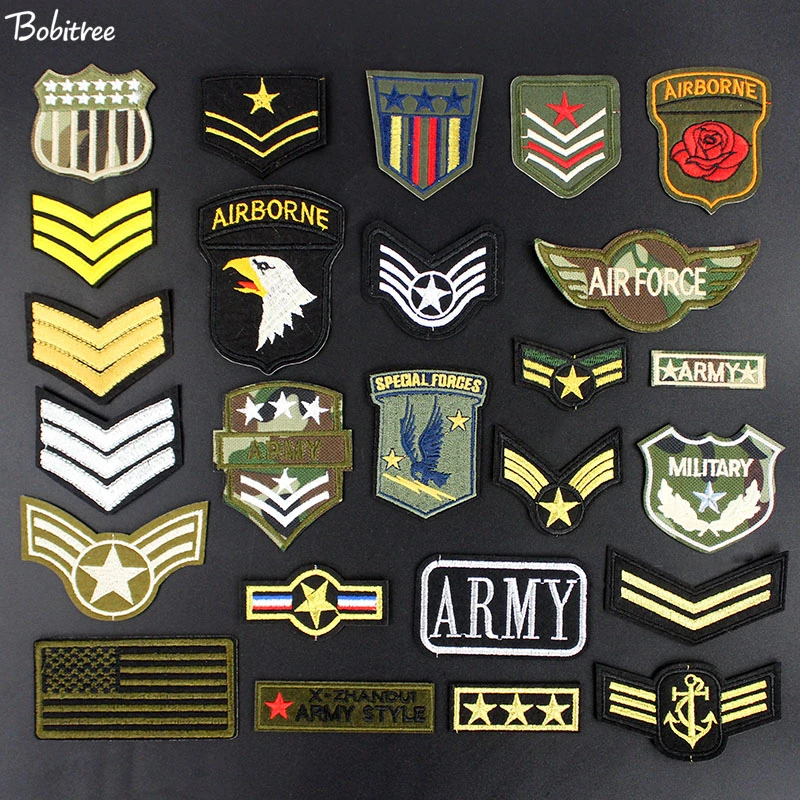 Army Military Patches Embroidery iron on sewing Flag American Air force Army Badges  for clothing accessories