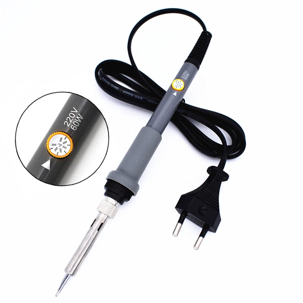 60W 220V Electric Soldering Iron Adjustable Temperature Internal Heating Welding Tools 200-450 Deg.C EU Plug for Electronics