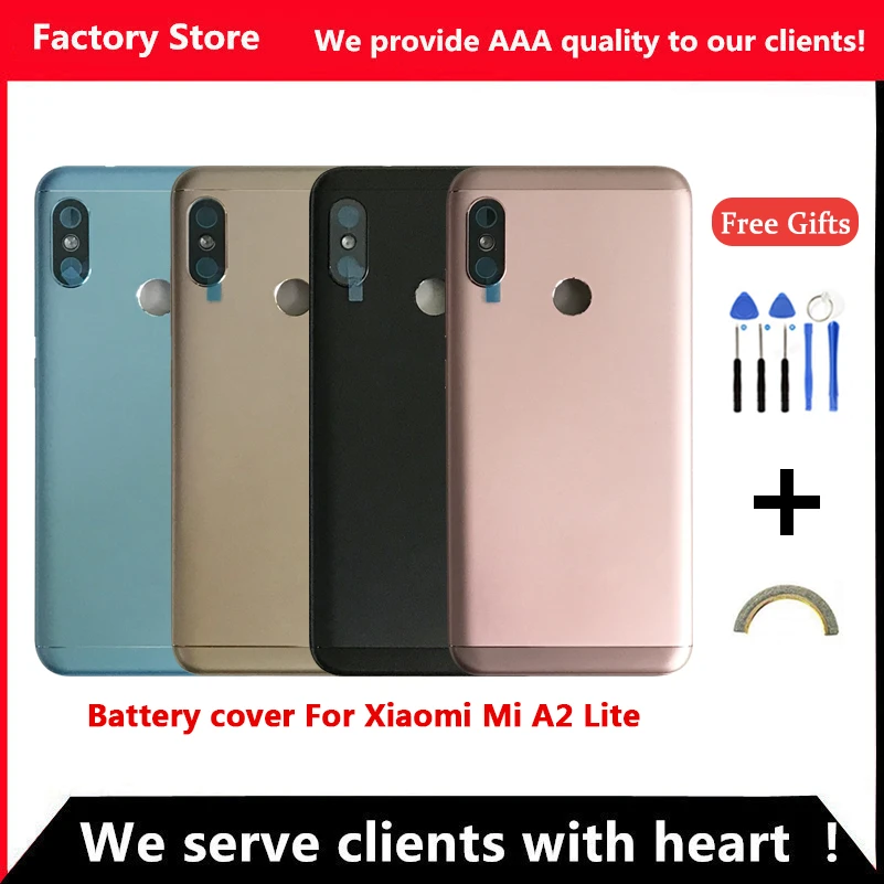 Battery Cover For Xiaomi MI A2 Lite Battery Cover Back Case For Mi A2 Lite Back Cover Housing +Volume Power Buttons Cameca Lens