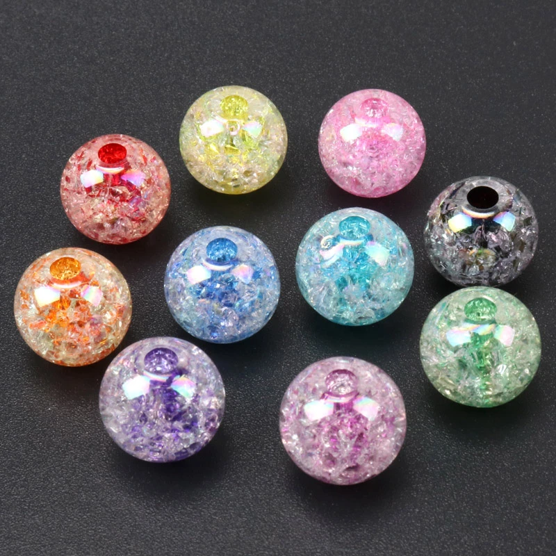 2021 New Arrivals 14 16 18 20mm Mixed AB Transparent Crackle Round Beads Acrylic Spacer Ball Beads For Jewelry Making KL64