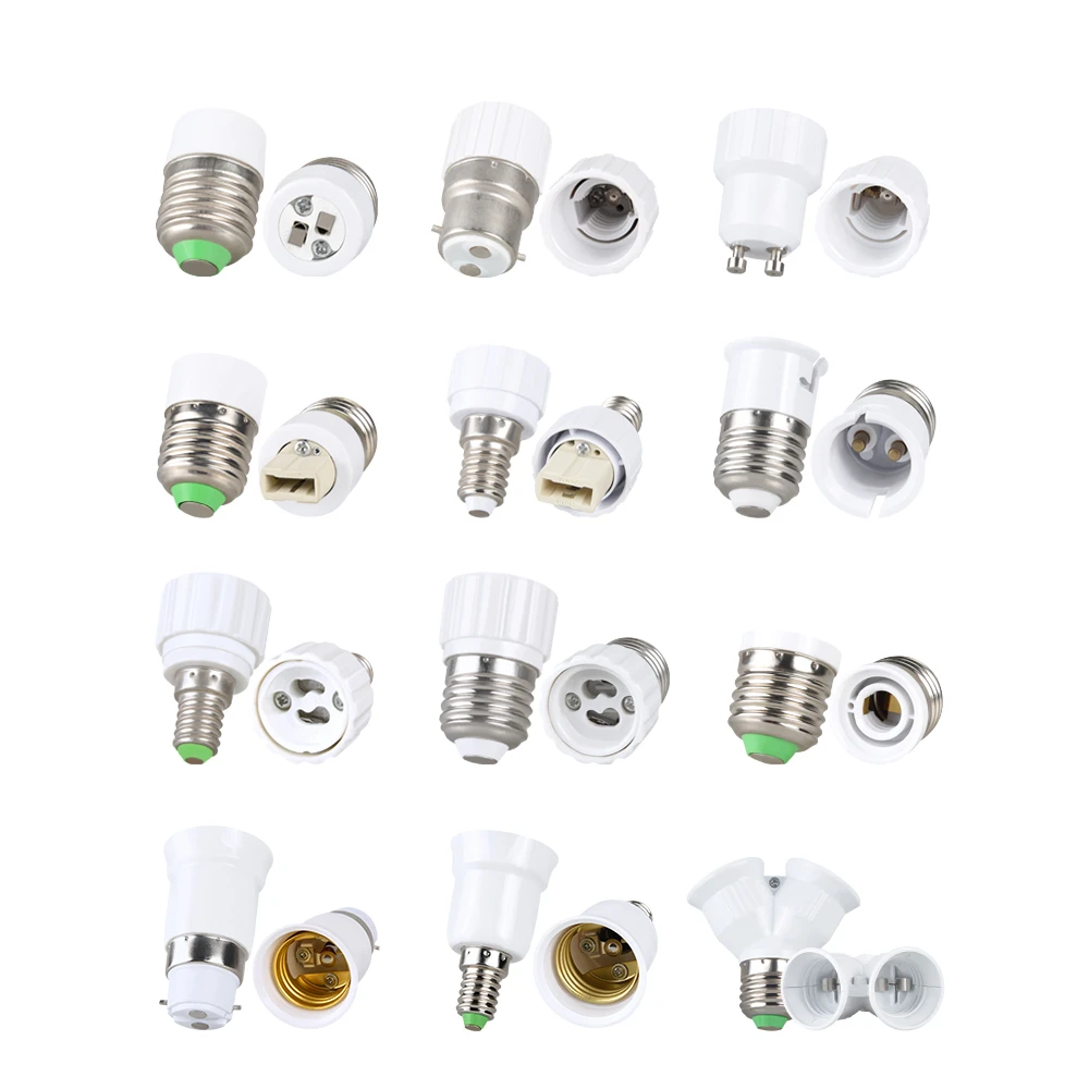 LED Bulb Lamp Base Holder E27 E14 E12 GU10 G9 B22 MR16 GU24 Fireproof Pendant Ceiling Light Socket Adapter Lighting Accessories