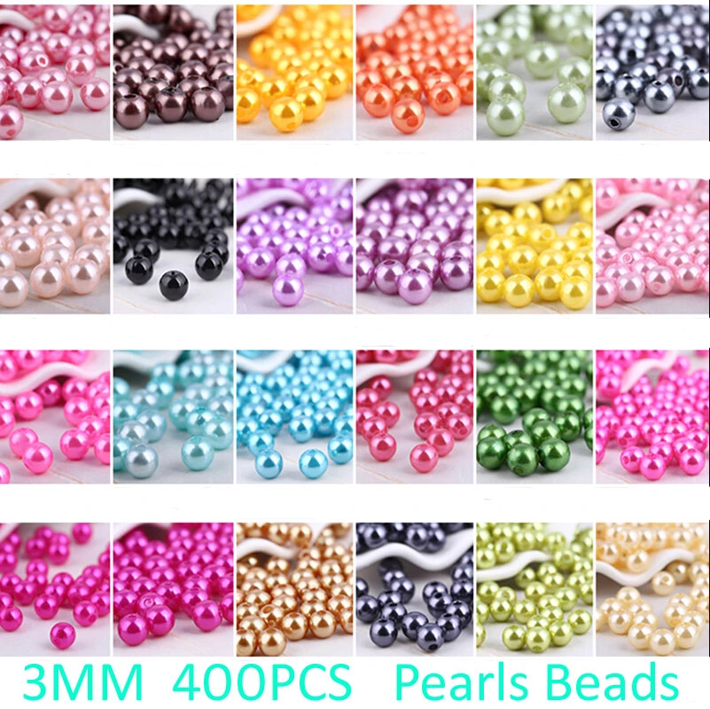 Free Shipping 3mm 400pcs 23colors, ABS Imitation Pearl Round Plastic Beads, Making jewelry diy beads, Jewelry Handmade necklace