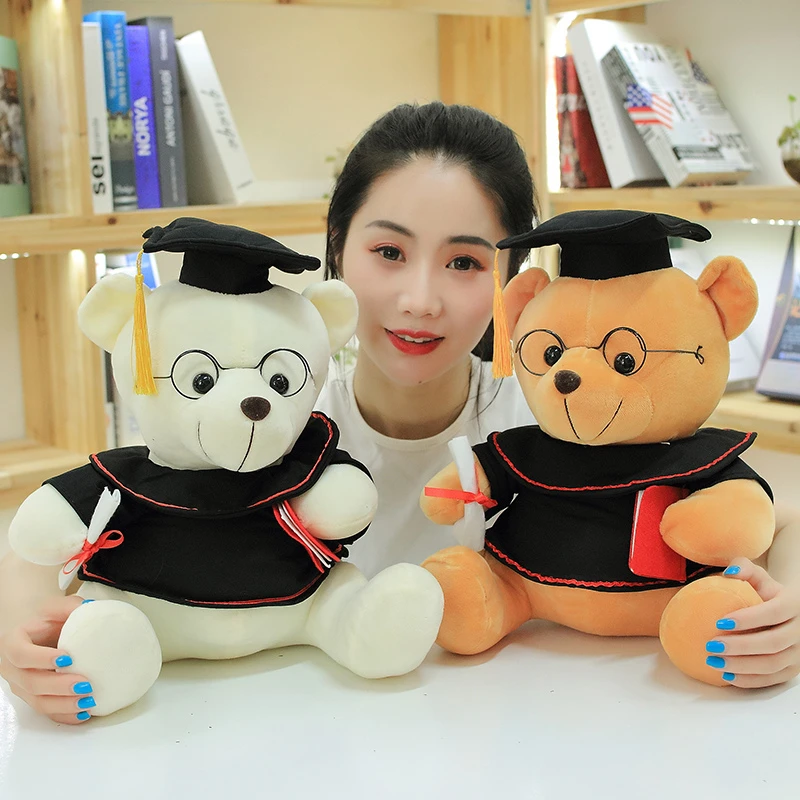 1pc 18/23cm Cute Dr. Bear Plush Toy Stuffed Soft Kawaii Teddy bear Animal Dolls Graduation Gifts for Kids Children Girls