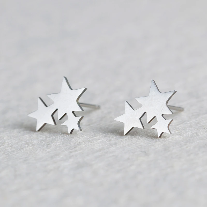 Fashion Female Stainless Steel Golden Star Stud Earrings Cute Sweet Mini Stud Earrings For Girls Minimalist Jewelry Gifts 2020