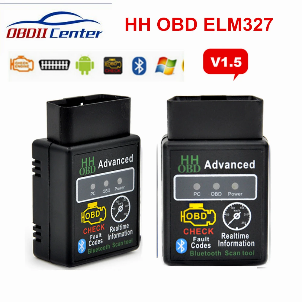 2018 Elm327 Bluetooth OBD2 V1.5 Car Diagnostic Interface ELM 327 1.5 HH OBD OBDII Scanner Fault Code Reader 9 OBD2 Protocols