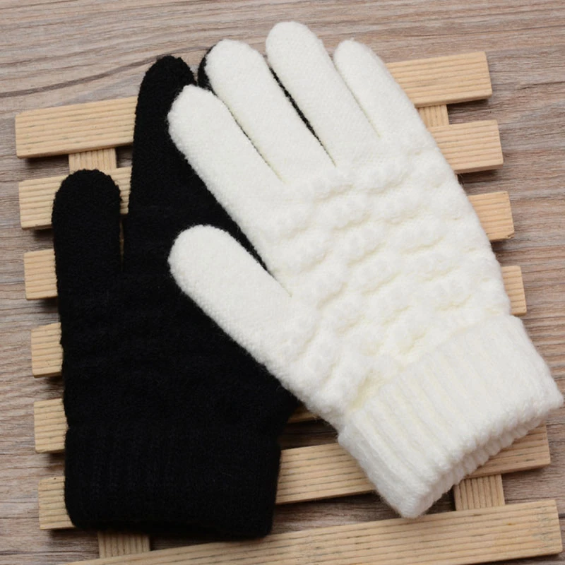 New Fashion Kids Thick Knitted Gloves Warm Winter Gloves Children Stretch Mittens Boy Girl Infant Solid Guantes Hand Accessories