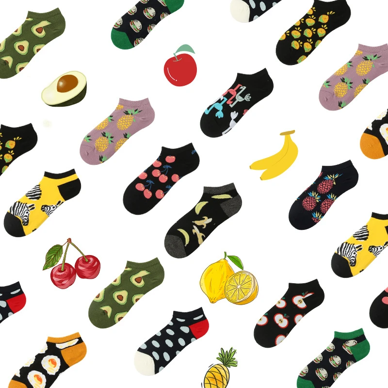 SP&CITY Cartoon Cute Fruit Cotton Summer Socks Cool Women Short Animal Sock Slippers Ins Popular Unisex Kawaii Low Thin Socks