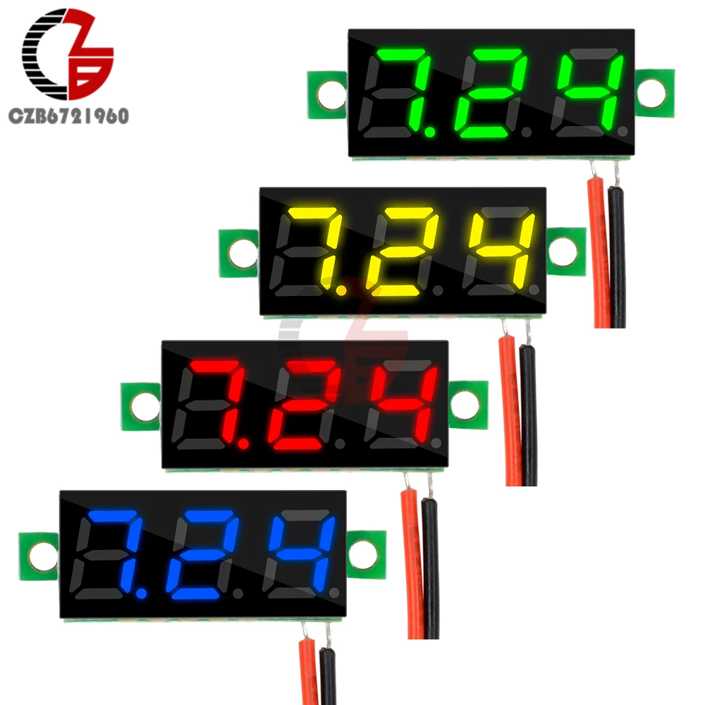 DC 2.5-30V 0.28 inch Mini LED Digital Voltmeter Voltage Meter Panel 2 Wire Car Motocycle Electric Bicycle Volt Tester 5V 12V 24V