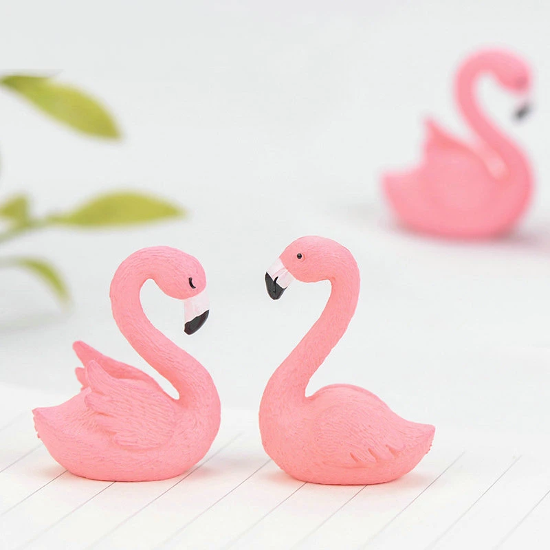 1 Pcs Flamingo Animal Bonsai Fleshy Ornaments Moss Micro Landscape Decorative Fairy Garden Miniature Ornament Gift Decoration