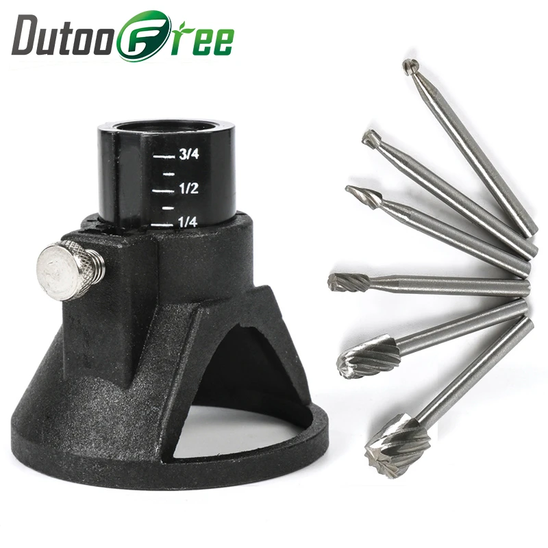 Dutoofree Rotary Tools Special Seat Dedicated Locator Horn Fixed Base 6pcs Wood Milling Cutter Set Dremel Accessories Power Tool