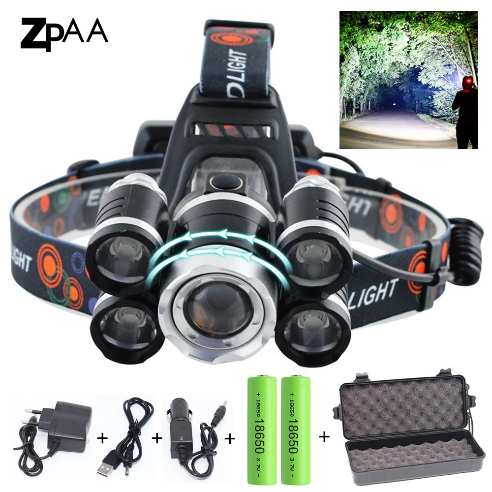 ZOOM LED Headlamp Head Flashlight Rechargeable 18650 T6 Led Head Lamp Torch Headlight for Fishing Hunting Camping