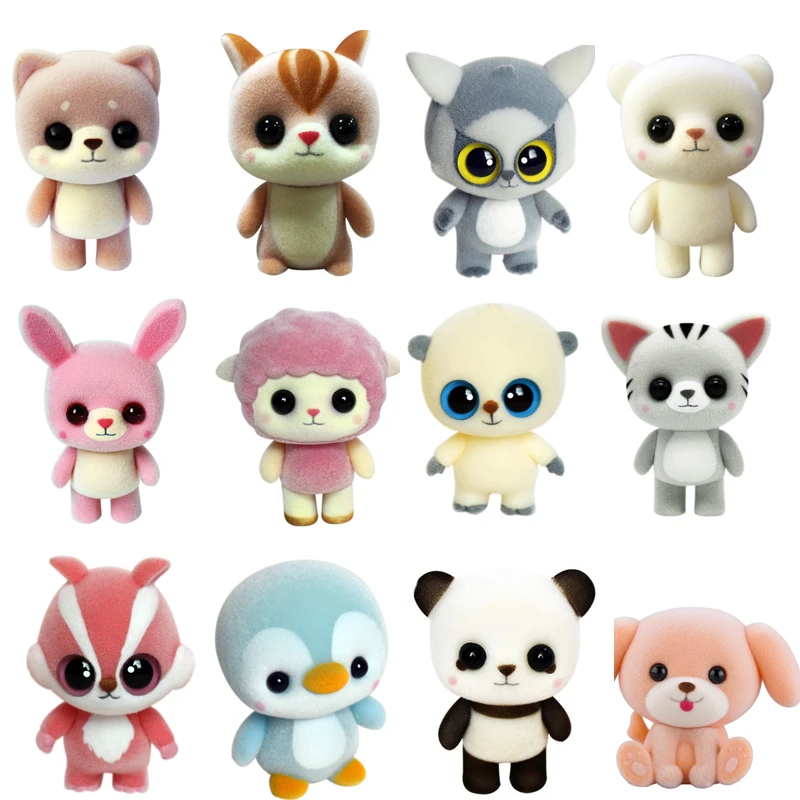 New Plastic Flocking Doll Cute Dog Duck Panda Sheep Penguin Children Plush Toy Novelty Gag Birthday Gift Toys for Kids Hobbies