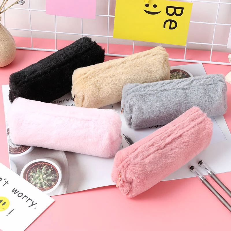 Cute fashion Plush Zipper Pencil Bag School Office Supplies Stationery Pouch Purse Storage Cute Makeup Bags Pencil Box