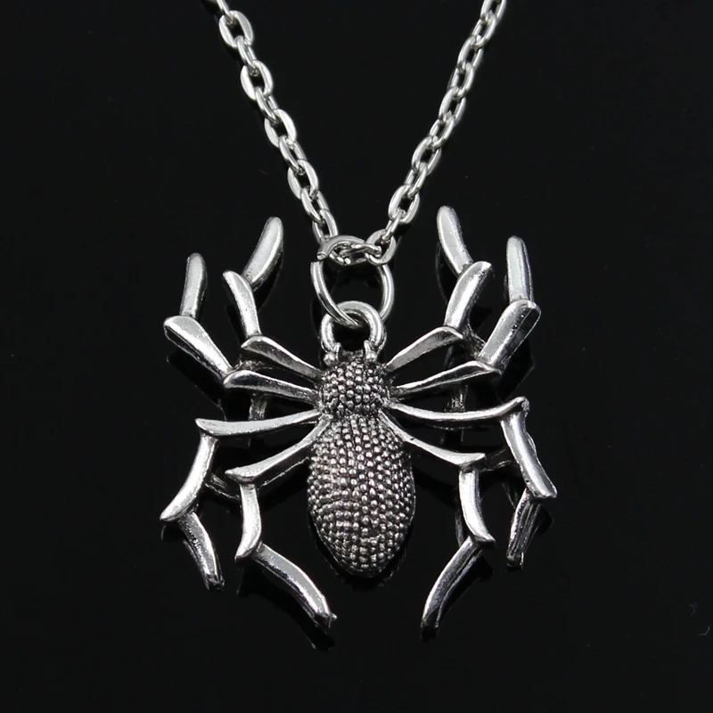 New Fashion Spider Halloween Pendants Round Cross Chain Short Long Mens Womens Silver Color  Necklace Jewelry Gift