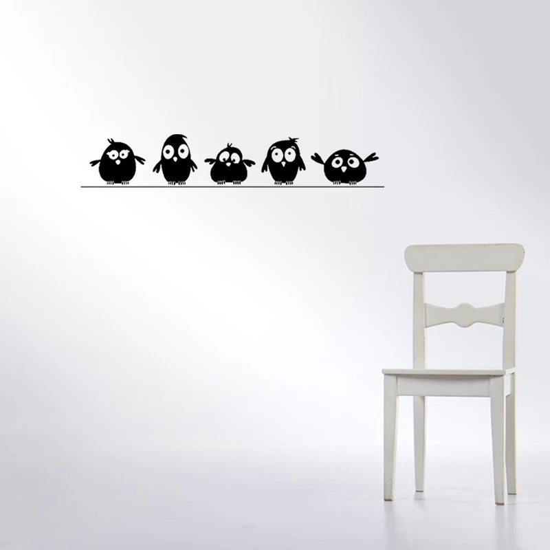 Lovely five birdies Wall Sticker kids rooms living room Background decoration Mural art Decals Cute bird stickers for Home Decor